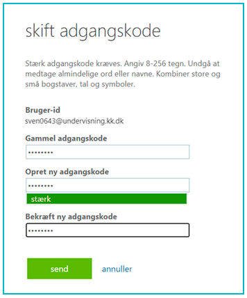 Skift adgangskode