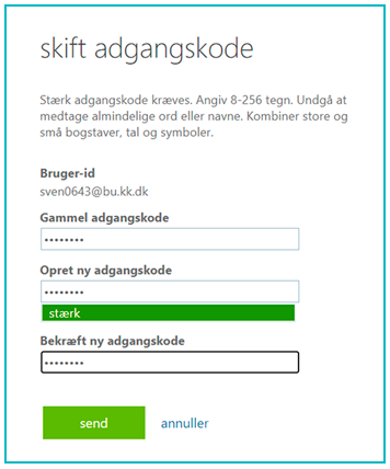 Skift adgangskode