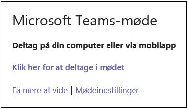 Invitation til planlagt Teams møde